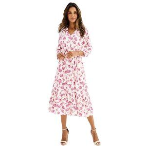 Draper James Floral Dress 2X Midi Long Sleeve Peasant Cottagecore Wedding Guest